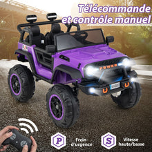 Load image into Gallery viewer, Voiture lectrique 24v pour Enfants 2 Places Tlcommande Musique Histoire Klaxon Usb Fonction de Dmarrage Lent Suspensions  Ressort Blanc/Noir/Rose/Violet -