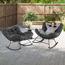 Load image into Gallery viewer, Chaise à Bascule d'Intérieur et d'Extérieur Chaise Papasan Surdimensionnée avec Coussin Rembourré &amp; Cadre en Métal Capacité 205 Kg Gris -