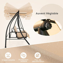 Load image into Gallery viewer, Balancelle d'Extérieur Convertible 2 Places avec Lit Plat Hamac de Terrasse avec Auvent Réglable et Coussin Amovible Pour Jardin -