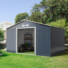 Load image into Gallery viewer, Abri de Jardin en Mtal 8,67 銕340 x 255 x 210 cm avec 2 Portes Coulissantes Verrouillables 4 Trous d橝ration Gris pour Vlo -