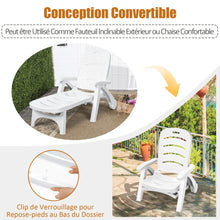 Load image into Gallery viewer, Chaise Longue Pliable Dossier Inclinable  5 Positions avec Roues Intgres pour Terrasse Jardin Piscine 150 kg Gris/Blanc/Bleu -