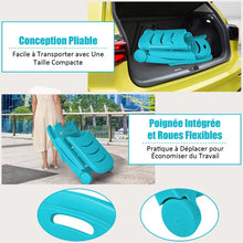 Load image into Gallery viewer, Chaise Longue Pliable Dossier Inclinable à 5 Positions avec Roues Intégrées pour Terrasse Jardin Piscine 150 kg Gris/Blanc/Bleu -
