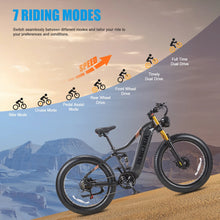 Load image into Gallery viewer, Dual Motors AWD 2000W Electric Bike for Adult 26'', UL2849 48V 60AH Removable Battery E - Mountain Bike 4'' Fat Tire up to 35MPH&amp;200miles Long Range Off Road Ebike Beach Dual Hydraulic&amp;Brakes E - Bicycle