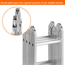 Load image into Gallery viewer, Échelle Polyvalente 5 en 1 avec 2 Montants 4 Plis 15 Echelons Pliable et Multifonction Capacité 150kg en Aluminium -
