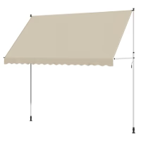 Load image into Gallery viewer, AECOJOY Manual Retractable Awning, 118" Non-Screw Outdoor Patio Awning, Beige