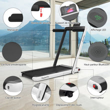 Load image into Gallery viewer, 2 en 1 Tapis de Course Electrique Pliable 1 à 12 Km/H avec Haut-parleur Bluetooth Télécommande Moteur 0,75HP Vert/Blanc/Noir/Rouge/Or/Noir et Argenté/Bleu -