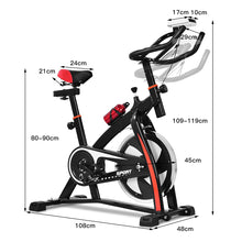 Load image into Gallery viewer, Vlo D檃ppartement Vlo Silencieux avec Courroie et Roue D檌nertie en Fer de 10kg Guidon et Selle Ajustable Noir + Rouge -