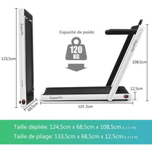 Load image into Gallery viewer, 2 en 1 Tapis de Course Electrique Pliable 1 à 12 Km/H avec Haut-parleur Bluetooth Télécommande Moteur 0,75HP Vert/Blanc/Noir/Rouge/Or/Noir et Argenté/Bleu -