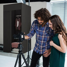 Load image into Gallery viewer, Cabine D'essayage Demontable, Vestiaire Portable avec Rideau, Temporaire Cabine D'essayage Mobile pour Magasin Vêtements Chambre Bureau Plage, (Noir, 100x100x200cm)