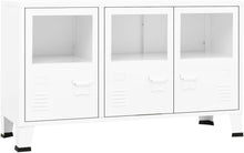 Load image into Gallery viewer, vidaXL Buffet Industriel Armoire Latérale Meuble de Rangement Armoire de Rangement Salle de Séjour Maison Intérieur Blanc 105x35x62 cm Métal et Verre