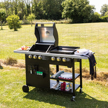 Load image into Gallery viewer, Barbecue duo au gaz VESUVIO - 3 brûleurs + plancha 3 brûleurs -