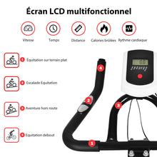 Load image into Gallery viewer, Vélo d'Exercice Intérieur avec Volant d'Inertie 8 KG Silencieux Bouilloire Porte-gobelet Ecran LCD Selle et Huidon Réglables -