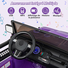 Load image into Gallery viewer, Voiture lectrique 24v pour Enfants 2 Places Tlcommande Musique Histoire Klaxon Usb Fonction de Dmarrage Lent Suspensions  Ressort Blanc/Noir/Rose/Violet -