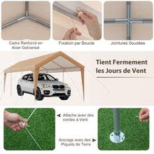 Load image into Gallery viewer, Abri de Voiture 301 x 600 cm Cadre en Métal Galvanisé Tente de Garage Portable avec Bâche Toutes Saisons Tente de Voiture pour Camions Bateaux -