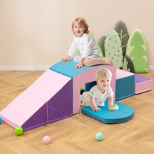 Load image into Gallery viewer, 6 Blocs d橢scalade en Mousse Jeu d橢scalade pour Tout-Petits Jeu d橝ctivit d橢scalade Color Tunnel Escaliers et Rampe pour 12+ Mois Color/Bleu/Violet -