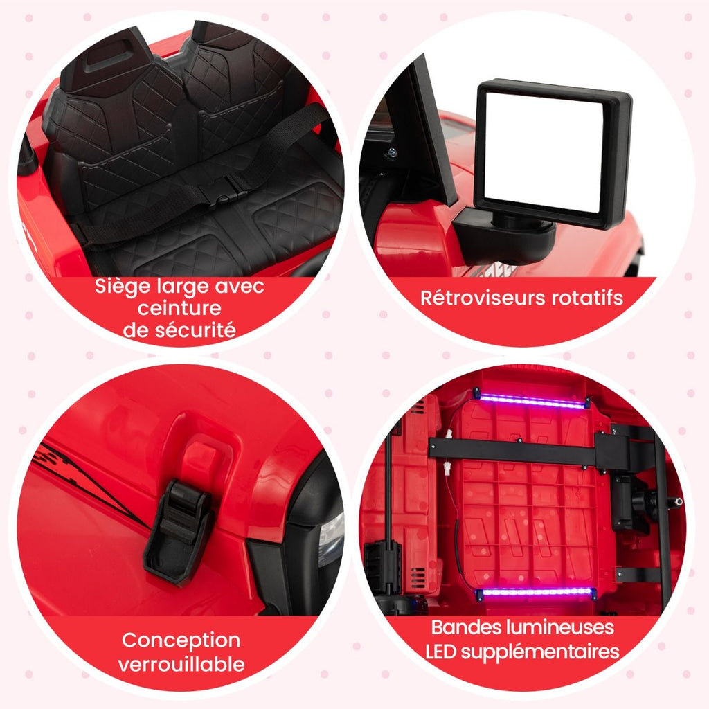24V Voiture lectrique 2 Places Enfants avec Tlcommande 2,4G Musique LED Dmarrage Lent 2 Vitesses Charge 35kg pour 3-8 Ans+ Rouge/Rose/Vert -