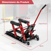 Load image into Gallery viewer, Cric Hydraulique pour Moto Capacité de 680 kg Table Élévatrice Moto Plateforme Réglable en Hauteur sur 3 Niveaux Rouge/Noir -