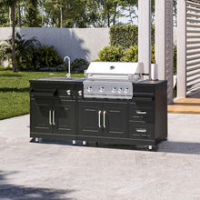 Load image into Gallery viewer, Cuisine extérieure en métal avec évier Barbecue et Rangement