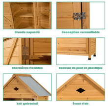 Load image into Gallery viewer, Abri de Jardin Extérieur à 5 Etagères Cabane Verrouillable en Bois de Sapin Toit en Tôle Galvanisée -