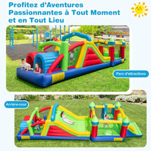 Load image into Gallery viewer, Château Gonflable pour 4 Enfants avec 2 Toboggans Tunnels Zone de Rebond Escalade Obstacles Maison de Jeu avec Souffleur de 680 W -