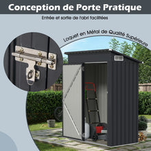 Load image into Gallery viewer, Abri de Rangement Toutes Saisons Abri  Outils Utilitaire avec Toit en Pente Porte Ouvrante Arations Cadre en Mtal Galvanis Gris -