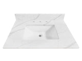 Calacatta 31-in x 22-in White Quartz Undermount Single Sink Widespread Faucet Mount Bathroom Vanity Top