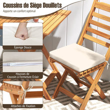 Load image into Gallery viewer, Ensemble Bistrot d'Extrieur en Bois d'Acacia Ensemble de Chaises Pliantes et Table Coussins de Sige Sans Accoudoirs  Dossier Haut Blanc -