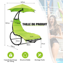 Load image into Gallery viewer, Bain de Soleil  Bascule Transat Suspendu avec Pare-Soleil &amp; Coussin Hamac Charge 150KG 184 cm x 147 cm x 187 cm Vert -