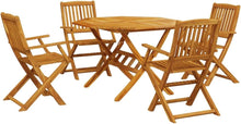 Load image into Gallery viewer, vidaXL Ensemble à Manger de Jardin Pliable 5 pcs Bois Massif d’Acacia, Ensemble de Salle à Manger d'extérieur, Meuble de Salle à Manger de Jardin, Table et chaises de Jardin