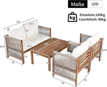 Load image into Gallery viewer, Salon de Jardin,Salon de Jardin 4 Personnes,avec canapé,Table Basse et Coussins,Housse en Tissu déhoussable et Lavable,Noir (Coussins d'assise Inclus)