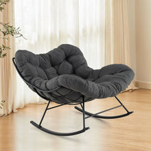 Load image into Gallery viewer, Chaise  Bascule d'Intrieur et d'Extrieur Chaise Papasan Surdimensionne avec Coussin Rembourr &amp; Cadre en Mtal Capacit 205 Kg Gris -