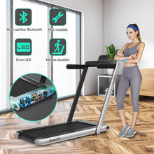 Load image into Gallery viewer, 2 en 1 Tapis de Course Electrique Pliable 1 à 12 Km/H avec Haut-parleur Bluetooth Télécommande Moteur 0,75HP Vert/Blanc/Noir/Rouge/Or/Noir et Argenté/Bleu -