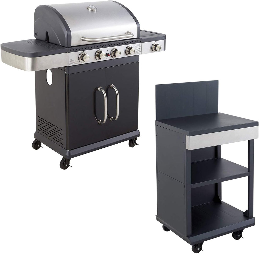 Cook'in Garden - Barbecue au gaz FIDGI 4 avec desserte