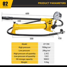 Load image into Gallery viewer, CGOLDENWALL CP-700 Pompe Hydraulique Manuelle avec Tuyau de 1 8m Haute Pression 700kg/cm² Contenu en Huile 900cc pour Utilisation avec Variété d'Outils Hydrauliques