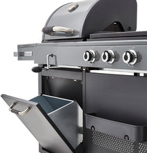 Load image into Gallery viewer, BRASERO - Barbecue Bi-Energy Gun Metal XL - Barbecue Charbon et Plancha 60 x 42 cm à gaz avec brûleur latéral -12,95 KW