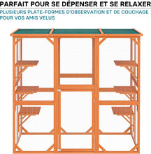 Load image into Gallery viewer, Wiltec Enclos extérieur – 168 x 82 x 166,5 cm – en Bois de Sapin et avec Grillage – Parc pour Chat résistant aux intempéries – avec 6 Zones de Repos – Félins