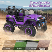 Load image into Gallery viewer, Voiture lectrique 24v pour Enfants 2 Places Tlcommande Musique Histoire Klaxon Usb Fonction de Dmarrage Lent Suspensions  Ressort Blanc/Noir/Rose/Violet -
