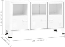 Load image into Gallery viewer, vidaXL Buffet Industriel Armoire Latérale Meuble de Rangement Armoire de Rangement Salle de Séjour Maison Intérieur Blanc 105x35x62 cm Métal et Verre