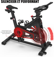 Load image into Gallery viewer, CARE FITNESS - VÉLO DE BIKING - Speed racer - velo d'appartement avec écran LCD-Masse d'inertie 22kg-Guidon et selle réglable