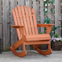 Load image into Gallery viewer, Chaise bascule Adirondack Muskoka en bois avec design lattes en bois,dossier en ventail et style rustique classique,teck -
