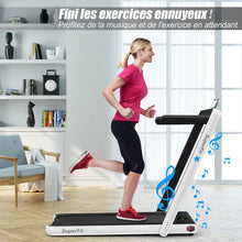Load image into Gallery viewer, 2 en 1 Tapis de Course Electrique Pliable 1 à 12 Km/H avec Haut-parleur Bluetooth Télécommande Moteur 0,75HP Vert/Blanc/Noir/Rouge/Or/Noir et Argenté/Bleu -