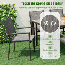 Load image into Gallery viewer, Ensemble de Meubles de Patio 7 Pièces pour 6 Personnes Salon de Jardin avec 6 Chaises Empilables et Table Rectangulaire Gris -