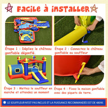 Load image into Gallery viewer, Château Gonflable pour Enfant avec Espace de Rebonds Petite Maison Toboggan Panier de Basket(sans Gonfleur) -