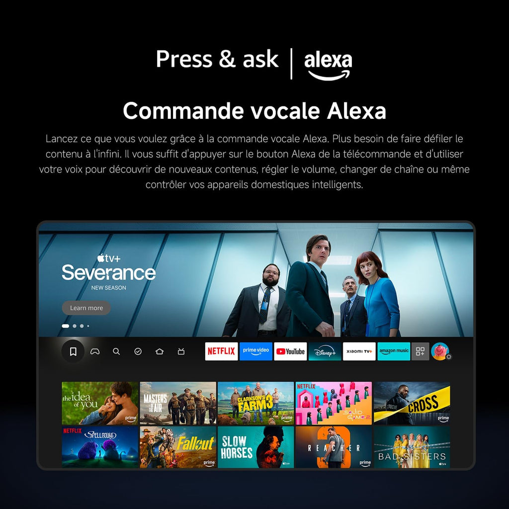 Xiaomi TV F 50 127 cm (50 Pouces) 4K UHD Smart TV Fire TV Contrôle Vocal Alexa HDR10 MEMC Mode Game Boost 120Hz 2Go+32Go Compatible avec AirPlay