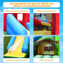 Load image into Gallery viewer, Ch芒teau Gonflable 4 en 1 pour Enfant 3-10 Ans avec Toboggan Aire de Saut Mur d橢scalade Panier de Basketball -