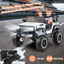 Load image into Gallery viewer, Voiture lectrique 24v pour Enfants 2 Places Tlcommande Musique Histoire Klaxon Usb Fonction de Dmarrage Lent Suspensions  Ressort Blanc/Noir/Rose/Violet -