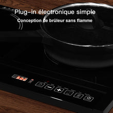 Load image into Gallery viewer, Double Plaque de Cuisson Electrique en Vitrocéramique 1800W+1800W 2 Zones 8 Niveaux de Température/Puissance Variables Noir -
