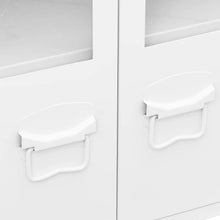 Load image into Gallery viewer, vidaXL Buffet Industriel Armoire Latérale Meuble de Rangement Armoire de Rangement Salle de Séjour Maison Intérieur Blanc 105x35x62 cm Métal et Verre