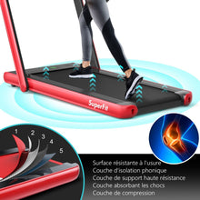 Load image into Gallery viewer, 2 en 1 Tapis de Course Electrique Pliable 1  12 Km/H avec Haut-parleur Bluetooth Tlcommande Moteur 0,75HP Vert/Blanc/Noir/Rouge/Or/Noir et Argent/Bleu -