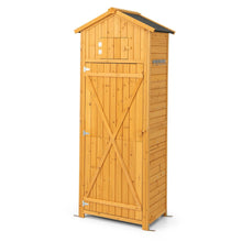 Load image into Gallery viewer, Armoire de Jardin en Bois Impermable avec Toit Abri de Jardin avec Table Pliable tagres et 8 Crochets 75x50x180,5CM -